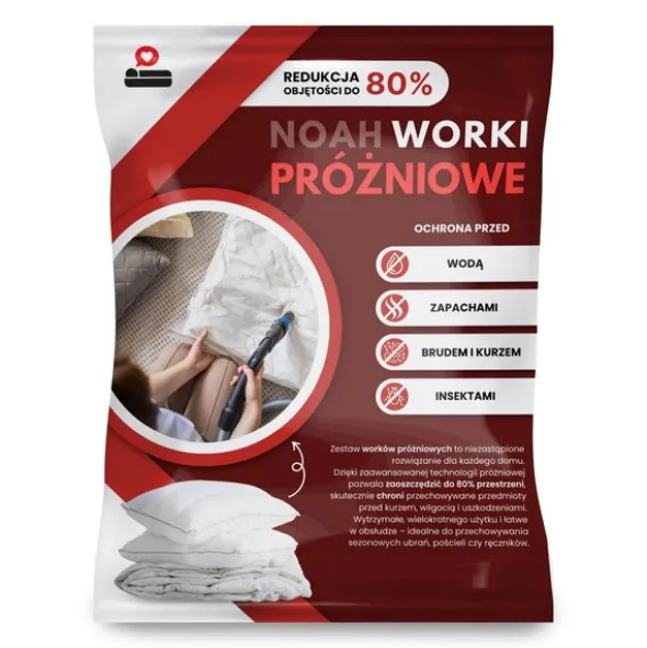 Zestaw Worków Próżniowych 12 szt Noah + Pompka
